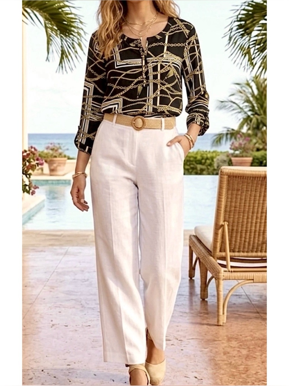 SPENSE EQUESTRIAN CHAIN TASSEL TOP XL {FITS L} SLINKY JERSEY MAXIMALIST DESIGNER